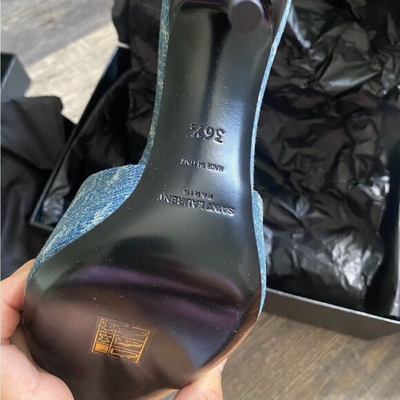[YSL] logo denim mules RARE BNIB - Picture 3 of 11